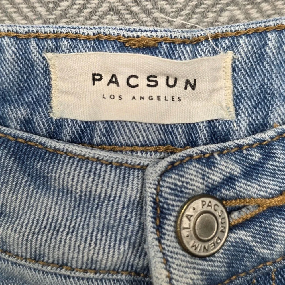 PacSun Mom Shorts Womens 28 Light Wash Blue High Waisted Cotton Denim Cuffed 90s